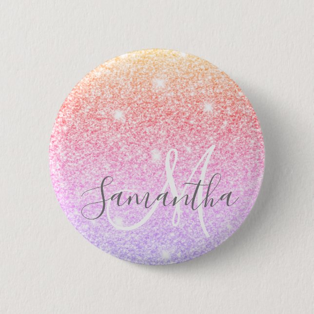 Macaron Rond 5 Cm Parties scintillant colorée moderne étincelle Nom  (Devant)