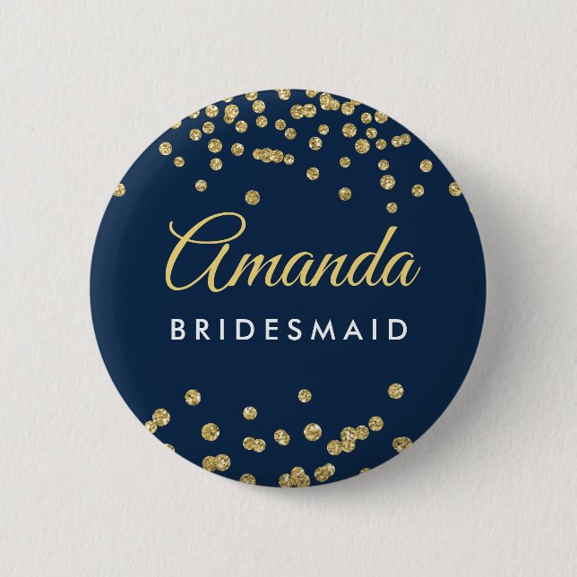 Macaron Rond 5 Cm Parties scintillant de Bridesmaid pour Gold Faux C (Devant)