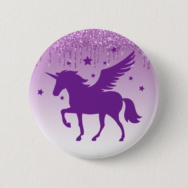 Macaron Rond 5 Cm Parties scintillant de goutte violette magique vio (Devant)
