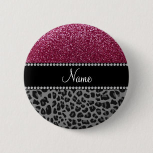 Macaron Rond 5 Cm parties scintillant de prune de nom personnalisé 