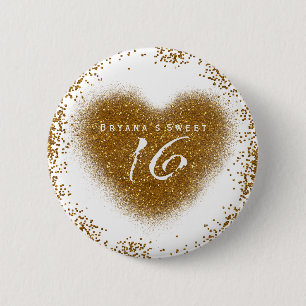 Macaron Rond 5 Cm Parties scintillant d'or déversé suet 16 Anniversa