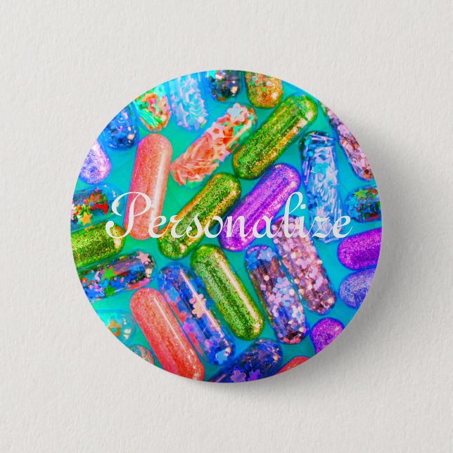 Macaron Rond 5 Cm Parties scintillant infirmière regarder médicament (Devant)