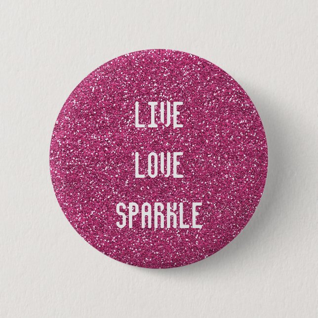 Macaron Rond 5 Cm Parties scintillant rose avec Citation étincelante (Devant)