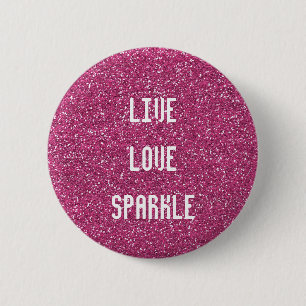 Macaron Rond 5 Cm Parties scintillant rose avec Citation étincelante