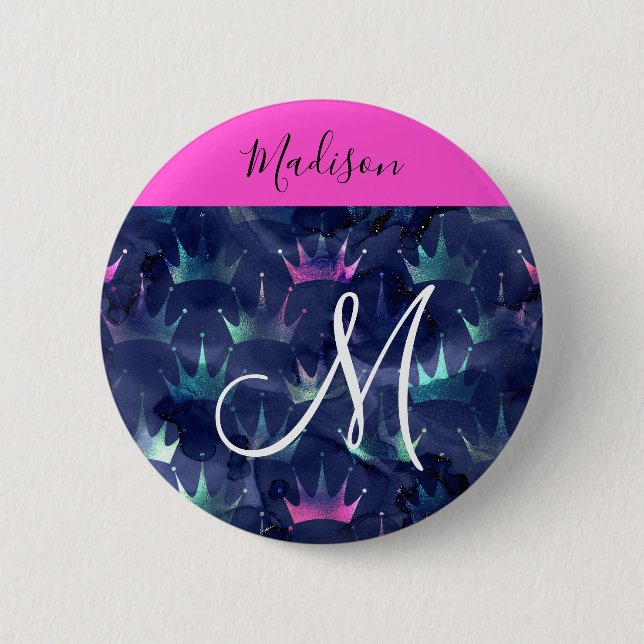 Macaron Rond 5 Cm Parties scintillant rose chaud étincelles Mermaid  (Devant)