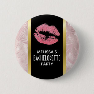 Macaron Rond 5 Cm Parties scintillant rose lèvres et Rose Gold Tropi