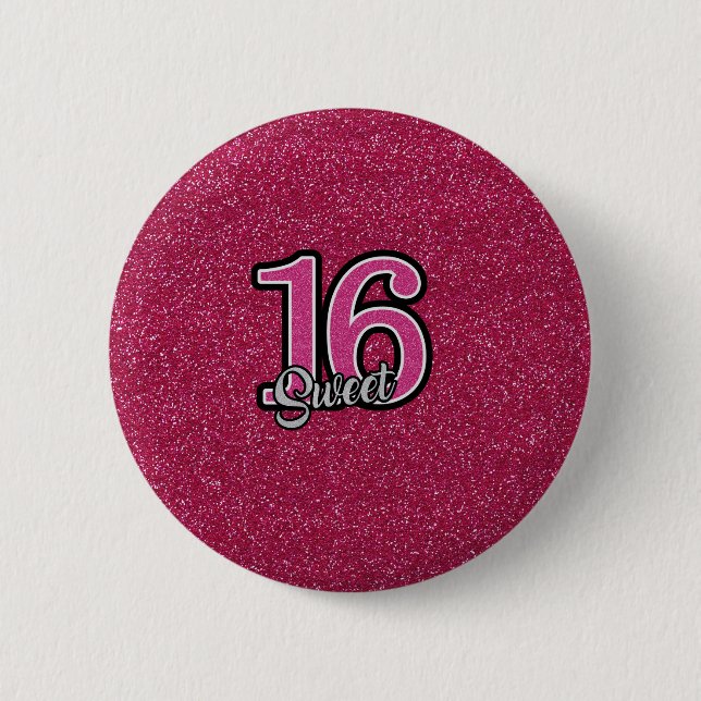 Macaron Rond 5 Cm Parties scintillant rose SWEET16 (Devant)