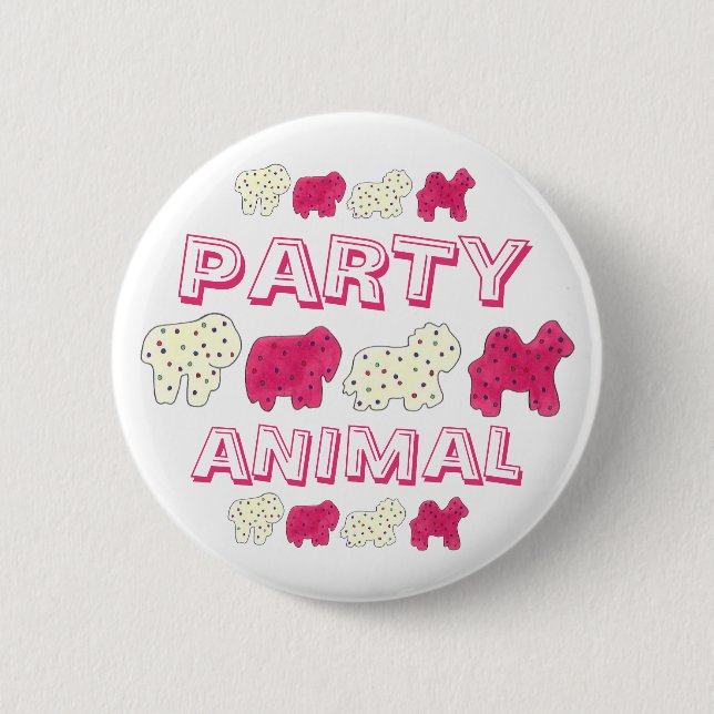 Macaron Rond 5 Cm PARTY ANIMAL Crackers Cookies Circus Zoo Anniversa (Devant)