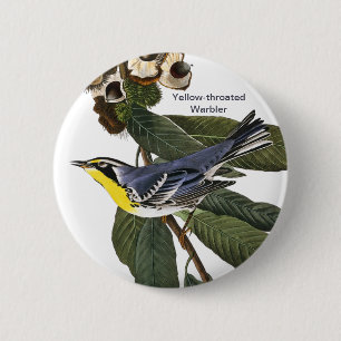 Macaron Rond 5 Cm Paruline à gorge jaune, John James Audubon, Oisea