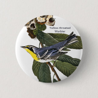 Macaron Rond 5 Cm Paruline à gorge jaune, John James Audubon, Oiseau