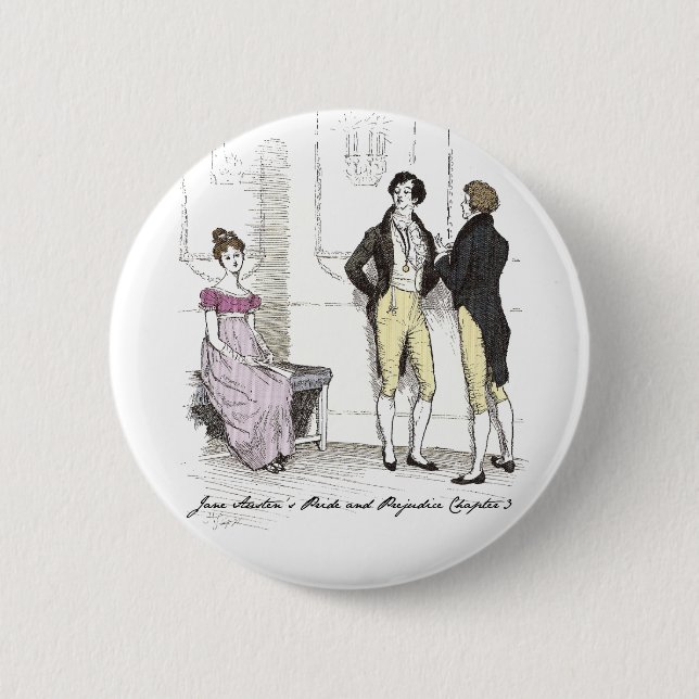 Macaron Rond 5 Cm Pas Assez Belle, Jane Austen Fierté & Préjugés (Devant)