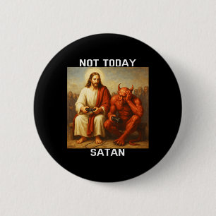Macaron Rond 5 Cm Pas aujourd'hui Satan Jésus Vs Satan Joueur Jeux v