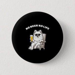 Macaron Rond 5 Cm Pas de bière, pas de vie Pomeranian Chien drôle av