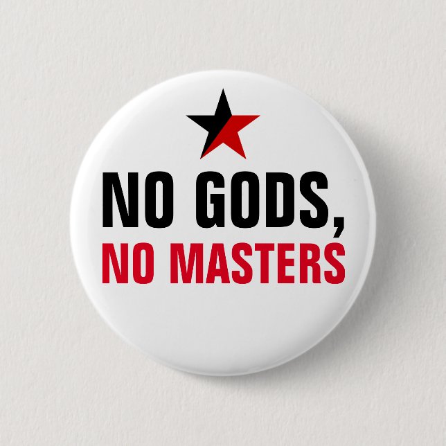 Macaron Rond 5 Cm Pas de dieux, pas de maîtres (Devant)