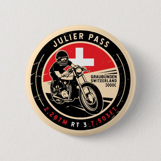 Macaron Rond 5 Cm Passe Julier | Suisse | Motorcycle (Devant)