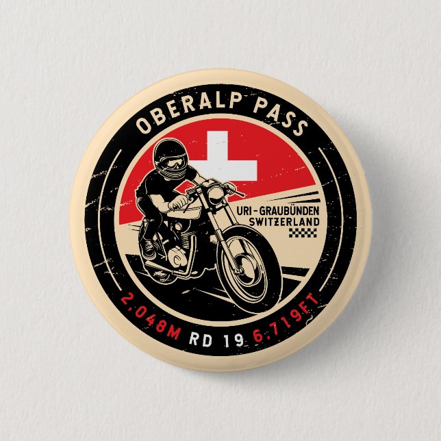 Macaron Rond 5 Cm Passe Oberalp | Suisse | Motorcycle (Devant)