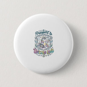 Macaron Rond 5 Cm Passeport de Licorne pour la Terre de Licorne Fond