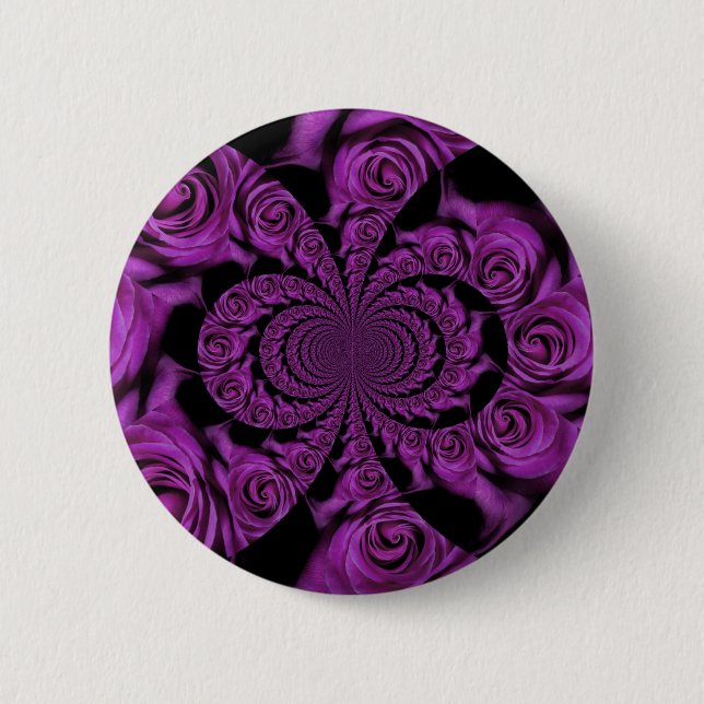 Macaron Rond 5 Cm Passion violette : Royal Romance Roses (Devant)