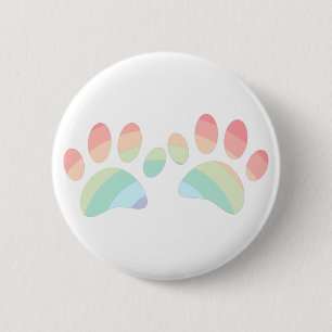 Macaron Rond 5 Cm Pastel Color Rainbow Chien Empreintes de pattes