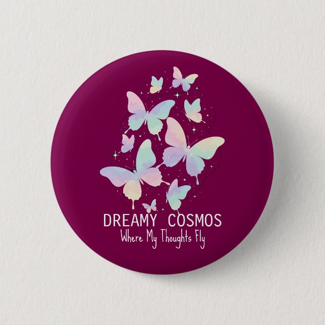 Macaron Rond 5 Cm Pastel Galaxy Butterflies Dreamy Aesthetic (Devant)