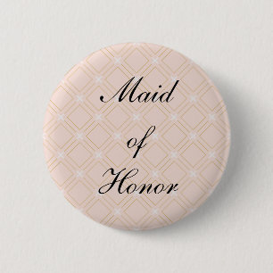 Macaron Rond 5 Cm Pastel Peach et Gold Géométrique fait d'honneur