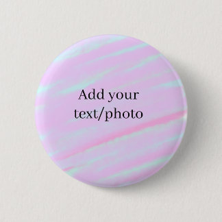 Macaron Rond 5 Cm Pastel pink green add photo text watercolor retro 