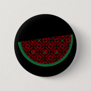 Macaron Rond 5 Cm Pastèque de Palestine Broderie tatreez rouge