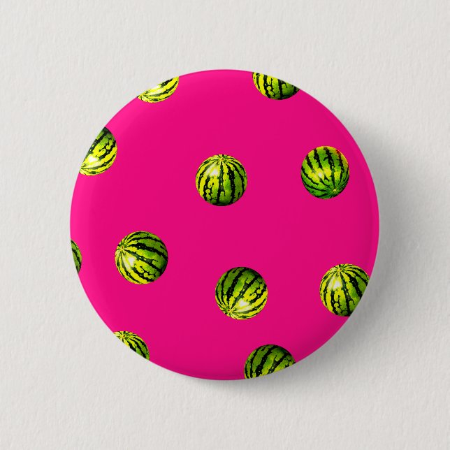 Macaron Rond 5 Cm pastèque rose motif (Devant)
