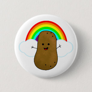 Macaron Rond 5 Cm Patate Heureuse Et Un Arc-En-Ciel