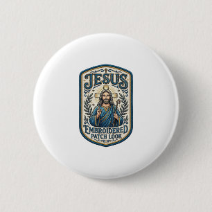 Macaron Rond 5 Cm Patch Brodé Jésus Regardez Patch Brodé Jésus