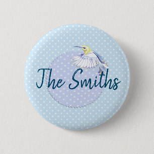 Macaron Rond 5 Cm Patch de colibri sur Pois