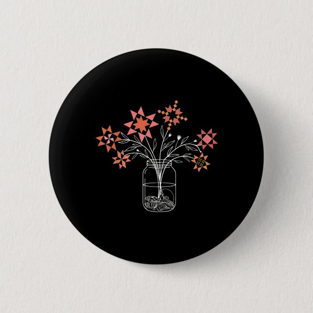 Macaron Rond 5 Cm Patchwork sy Jar Funny Quilt Block Fleur (Devant)