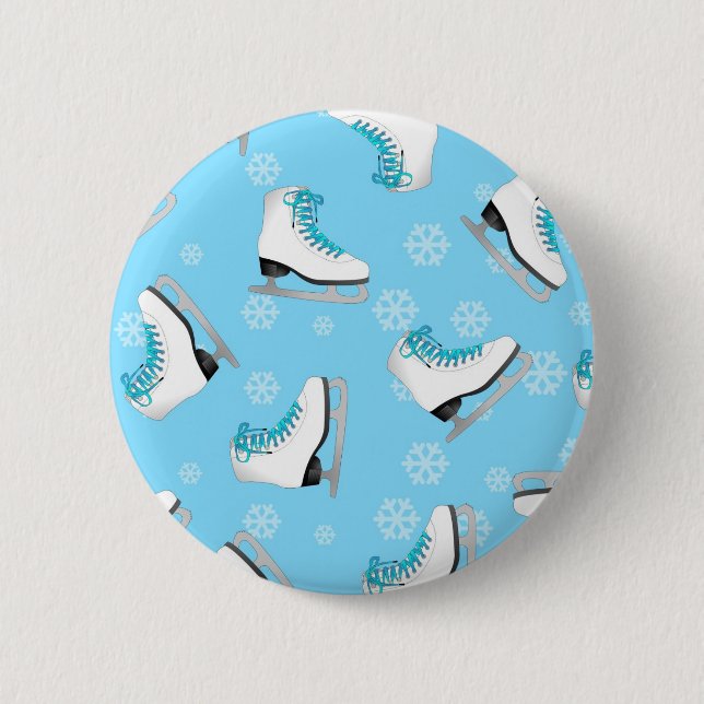 Macaron Rond 5 Cm Patinage artistique - patins de glace bleus avec (Devant)