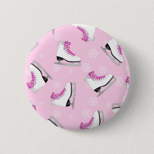 Macaron Rond 5 Cm Patinage artistique - rose de patins de glace avec