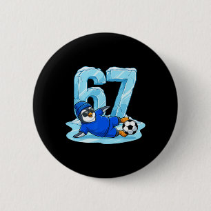 Macaron Rond 5 Cm Patinage de soccer de pingouin 67 Glissade de glac