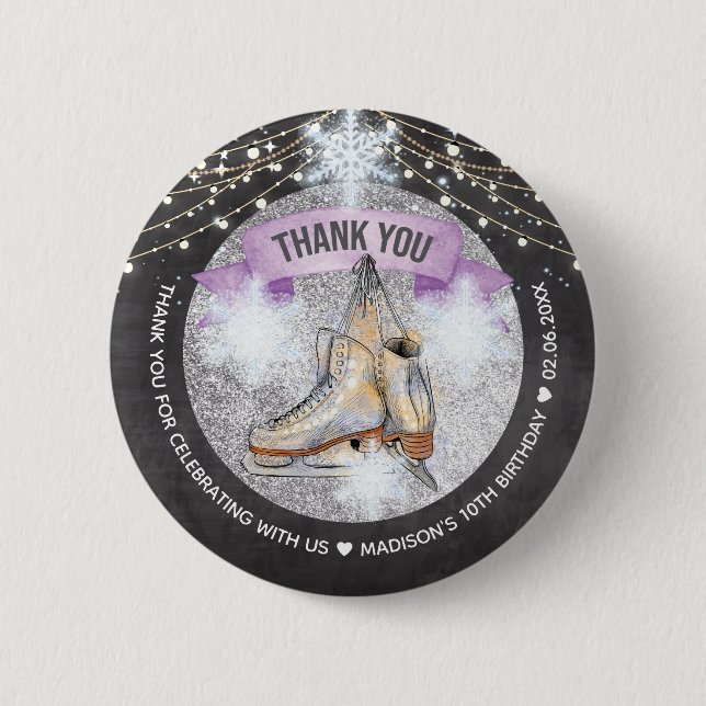 Macaron Rond 5 Cm Patinage sur glace Anniversaire personnalisé (Devant)