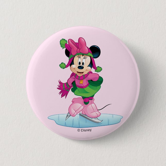 Macaron Rond 5 Cm Patinage sur glace Minnie (Devant)