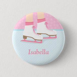 Macaron Rond 5 Cm Patins à glace Patinoire Pour Filles