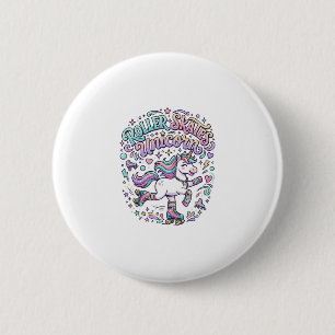 Macaron Rond 5 Cm Patins à roulettes Licorne Graphisme de style rétr