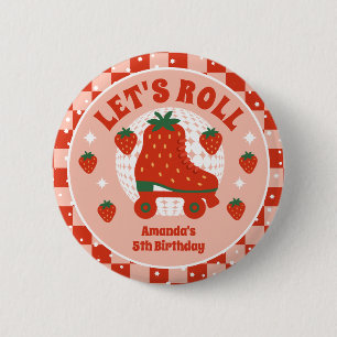 Macaron Rond 5 Cm Patins aux fraises Patinage à roulettes Rétro An