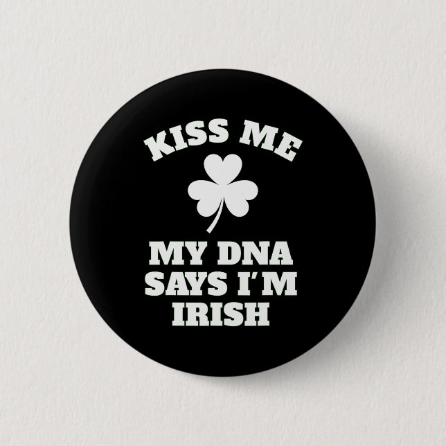 Macaron Rond 5 Cm Patricks Day Kiss Me Funny Dna Test Irlandais (Devant)
