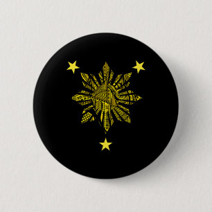 Macaron Rond 5 Cm Patrimoine philippin - Guerrier tribal polynésien 