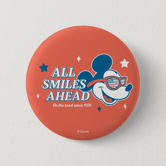 Macaron Rond 5 Cm Patriotic Mickey Mouse All Smiles Ahead (Devant)