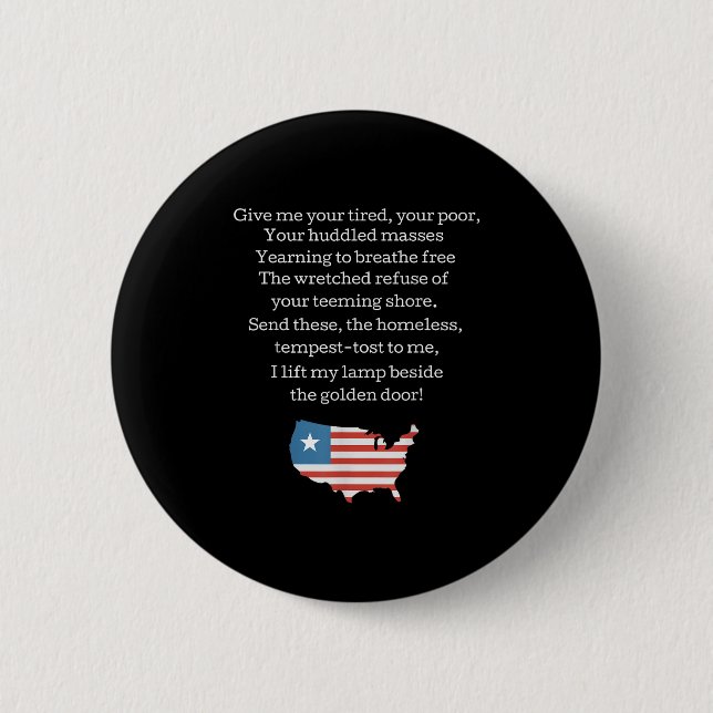Macaron Rond 5 Cm Patriotic New Colossus Emma Lazarus Quote Usa Gift (Devant)