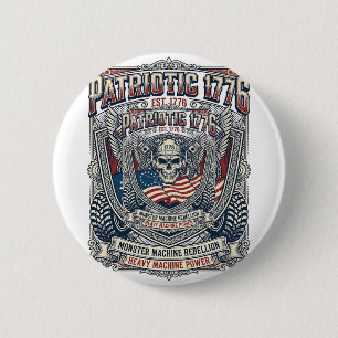 Macaron Rond 5 Cm Patriotique 1776 Hors Route Crâne Monster Truck Lo