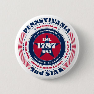 Macaron Rond 5 Cm Patriotique Pennsylvania Circle avec détails d'éta