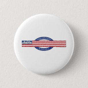 Macaron Rond 5 Cm Patriotique Yellowstone Montana