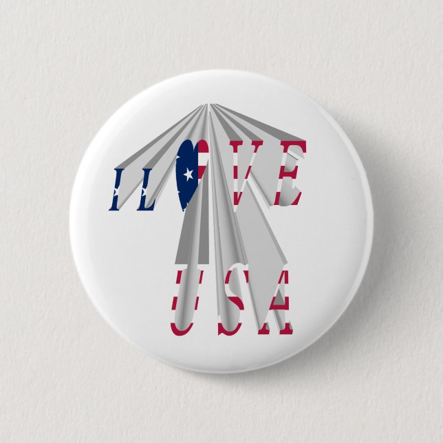 Macaron Rond 5 Cm Patriotisme effarant : I Love USA Perspective Art (Devant)