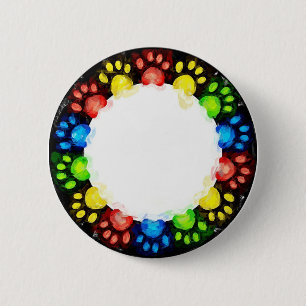 Macaron Rond 5 Cm Patrouilles de chat arc-en-ciel