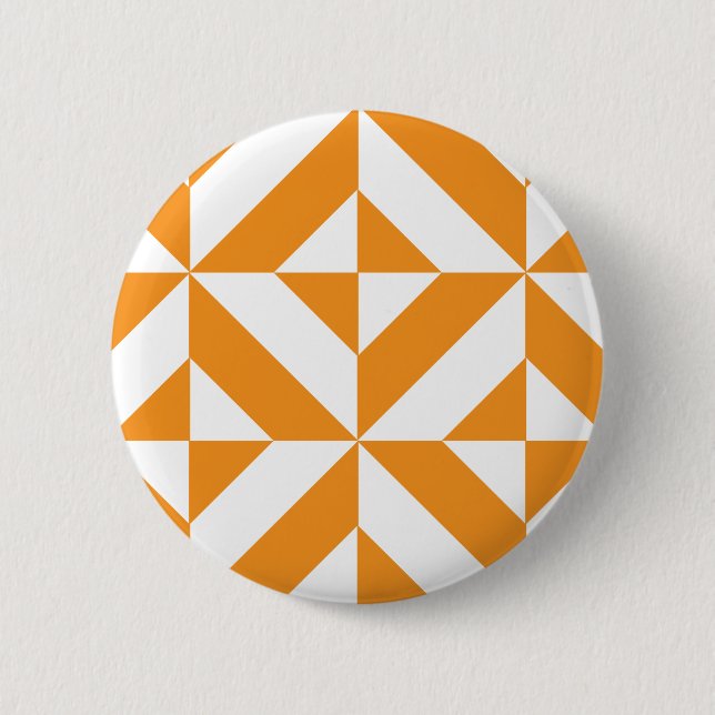Macaron Rond 5 Cm Patters de Burnt Orange Geometric Deco Cube (Devant)